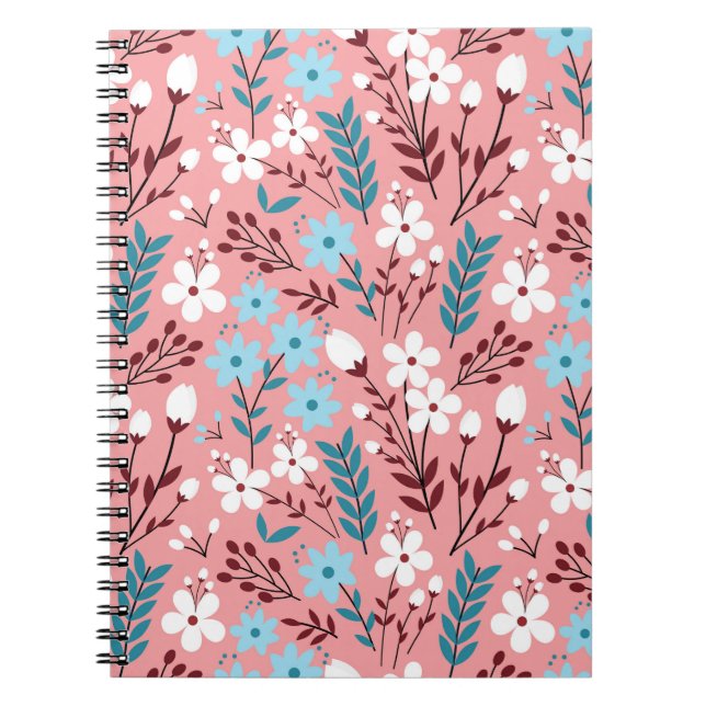 Pastellfarbene Blume Nahtloses Muster mit rosa  Notizblock (Vorderseite)