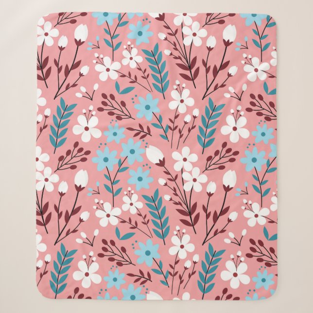Pastellfarbene Blume Nahtloses Muster mit rosa  Sherpadecke (Vorderseite)