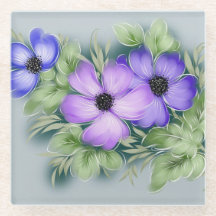 Pastellfarbene Blumen auf grauer Retro-Landschaft