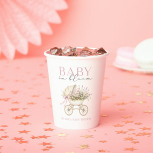 Pastellfarbene Blumen-Kinderwagen Mädchen-Baby-Par Pappbecher