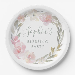 Pastellfarbene Blumen-Mother's Blessing-Party indi Pappteller