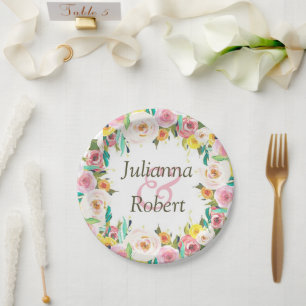 Pastellfarbene Blumen-Papierteller Pappteller