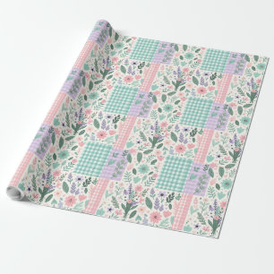 Pastellfarbene Blumen-Patchwork-Geschenkpapier Geschenkpapier