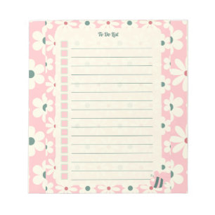 Pastellfarbene Blumen To-Do-Liste Planer Design Notizblock