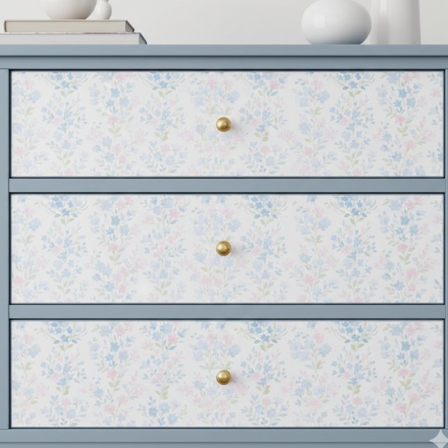 Pastellfarbene Blumendekupage-Seidenpapier Seidenpapier (preppy grandmillennial decoupage pink and blue floral tissue paper )