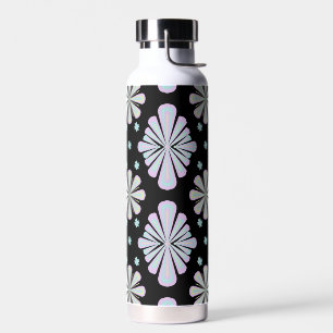Pastellfarbene Blumenelemente auf schwarzem Hinter Trinkflasche