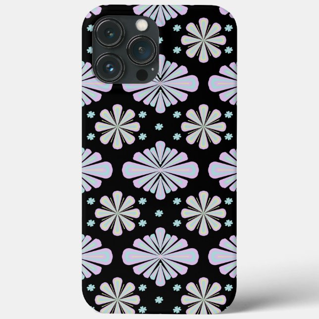 Pastellfarbene Blumenelemente vor schwarzem Hinter Case-Mate iPhone Hülle (Rückseite)