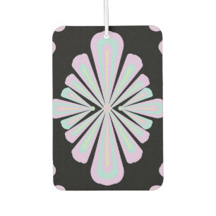 Pastellfarbene Blumenformen auf schwarzem Hintergr Autolufterfrischer