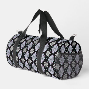 Pastellfarbene Blumenformen auf schwarzem Hintergr Duffle Bag