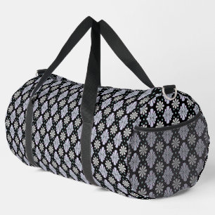 Pastellfarbene Blumenformen auf schwarzem Hintergr Duffle Bag