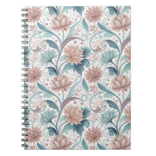 Pastellfarbene Blumenswirbel-Schöne-Blumen-Muster- Notizblock