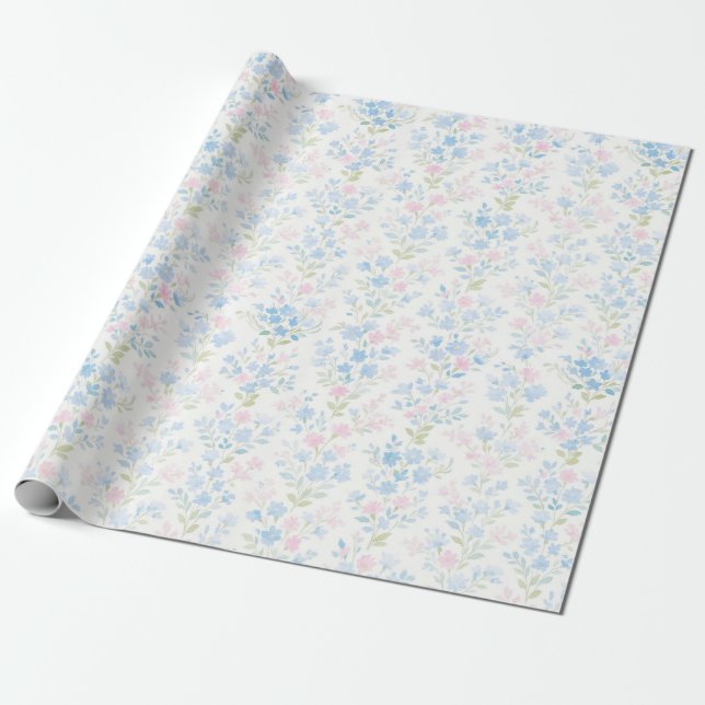 Pastellfarbene Blumenverpackungspapier Geschenkpapier (Ungerollt)