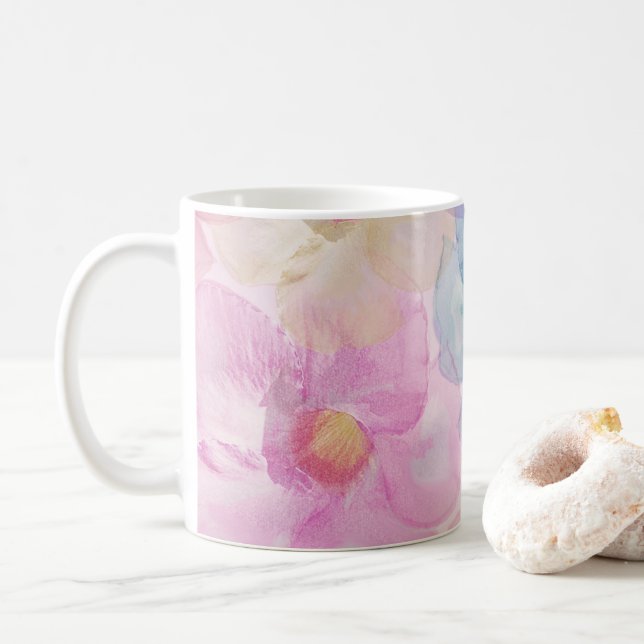 Pastellfarbene Blütenpracht Kaffeetasse (Mit Donut)