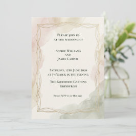 Pastellfarbene botanische Hochzeitseinladung Einladung