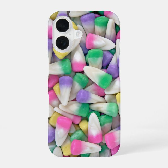 Pastellfarbene Candycorn iPhone 16 Hülle (Rückseite)