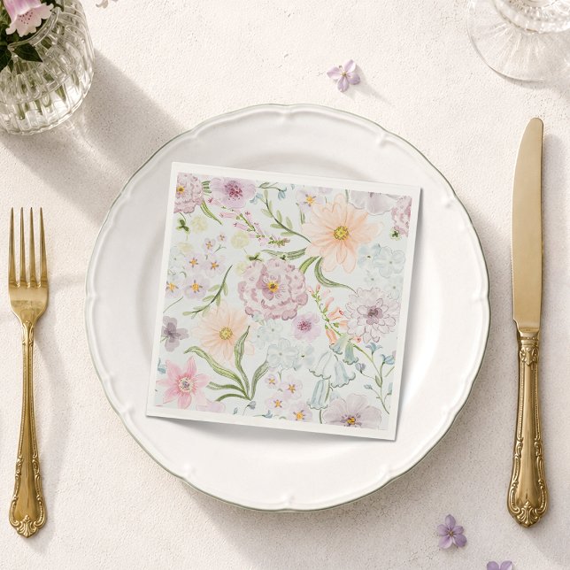 Pastellfarbene Cottage-Garten-Blumen-Serviette Serviette (Von Creator hochgeladen)