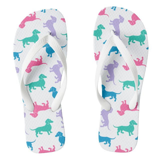 Pastellfarbene Dackeln Flip Flops (Fußbett)