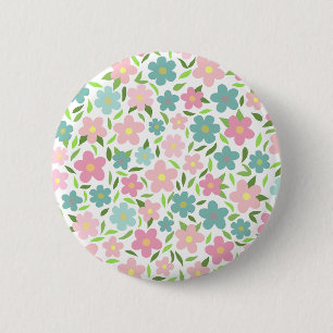 Pastellfarbene Ditsy-Blumen Shabby Chic Coquette Button