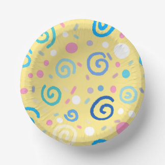 Pastellfarbene Doodle-Wirbel & Punkte Pappteller