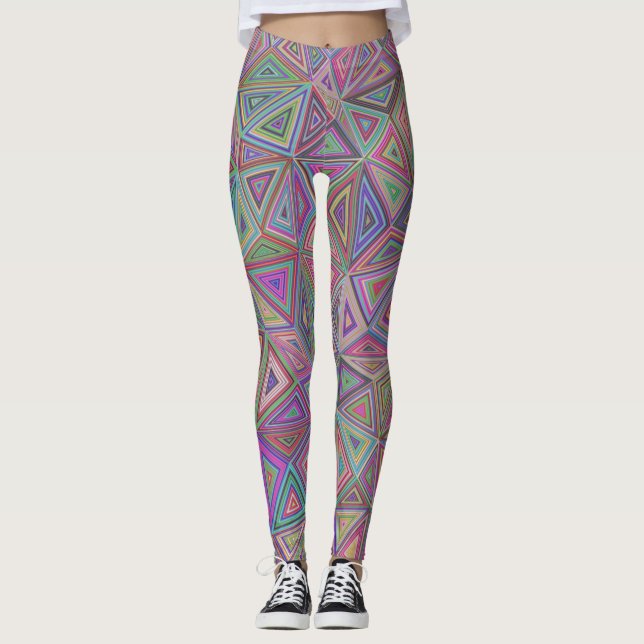pastellfarbene Dreiecke Leggings (Vorderseite)