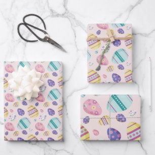 Pastellfarbene Eier Ostern Geschenkpapier Set