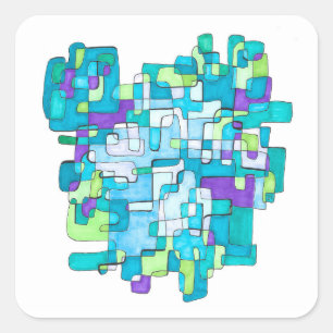 Pastellfarbene Endlose Quadratische Gelassenheit Quadratischer Aufkleber