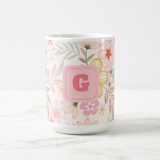 pastellfarbene floral Monogramm elegant Kaffeetasse