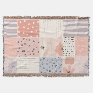Pastellfarbene Floral Patchworkdecke in Rosa und B Decke