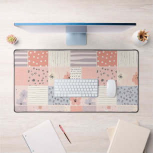 Pastellfarbene Floral Patchworkdecke in Rosa und B Schreibtischunterlage