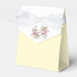Pastellfarbene Florale Osterdekoration mit weißem Geschenkschachtel
