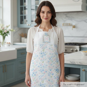 Pastellfarbene Florale Personalisierte Monogramm Schürze