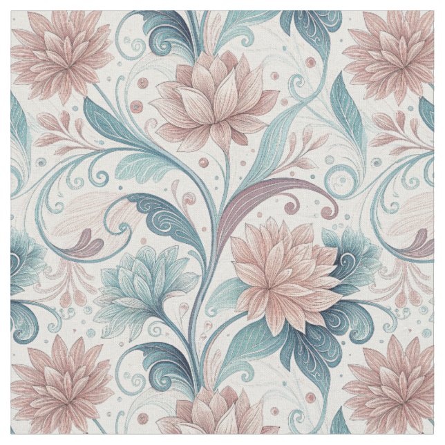 Pastellfarbene florale Wirbel-Schöne Blumenmuster- Stoff (Nahaufnahme)