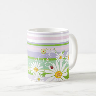 Pastellfarbene Gänseblümchen & Schmetterlinge – So Kaffeetasse