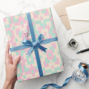 Pastellfarbene geometrische Pixel-Art-Nahtlos-Must Geschenkpapier