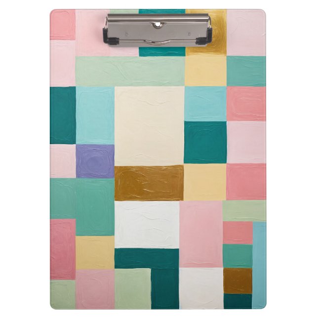 Pastellfarbene geometrische Steppdecke Klemmbrett (Vorderseite)