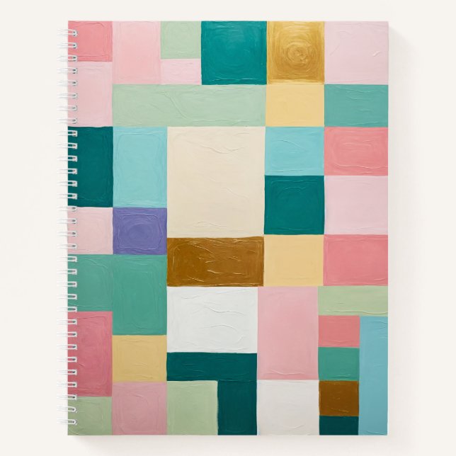 Pastellfarbene geometrische Steppdecke Notizbuch (Vorderseite)