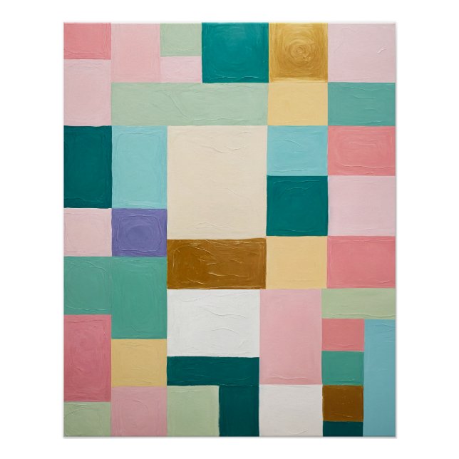 Pastellfarbene geometrische Steppdecke Poster (Vorderseite)