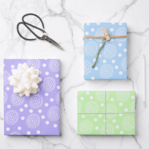 Pastellfarbene Geschenkpapier mit Kreisen Set