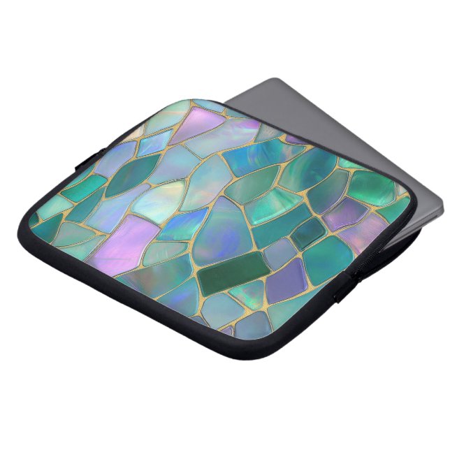 Pastellfarbene Glasmosaikmuster Laptopschutzhülle (Vorne Oben)