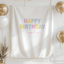Pastellfarbene Happy Birthday-Flagge Benutzerdefin Wandteppich