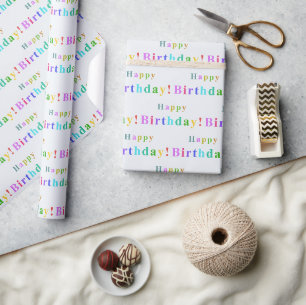 Pastellfarbene Happy Birthday-Typografie-Muster Geschenkpapier