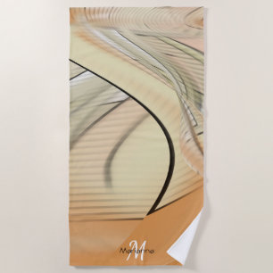 Pastellfarbene Herbst-Abstrakte Kunst, Monogramm Strandtuch