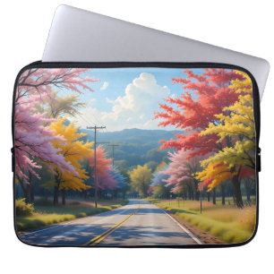 Pastellfarbene Herbststraße im Wasserfarb-Stil Laptopschutzhülle