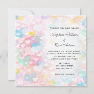 Pastellfarbene Herz-Hochzeitskarten mit Lagen Einladung