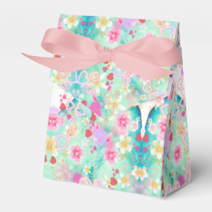 Pastellfarbene Herzen Blumen Glück Geschenkbox Geschenkschachtel