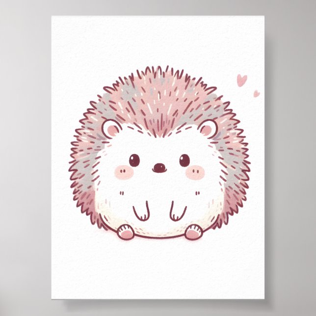 Pastellfarbene Igel Design, Weicher Igel Art Poster (Vorne)
