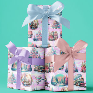 Pastellfarbene Irisierende Antike Weihnachtsverpac Geschenkpapier