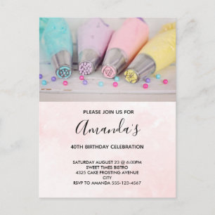 Pastellfarbene Kuchendekorationstools Geburtstag Einladungspostkarte