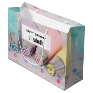 Pastellfarbene Kuchenverzierungswerkzeuge Geburtst Große Geschenktüte