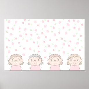 Pastellfarbene Kunst mit Kinderlächeln. Poster
